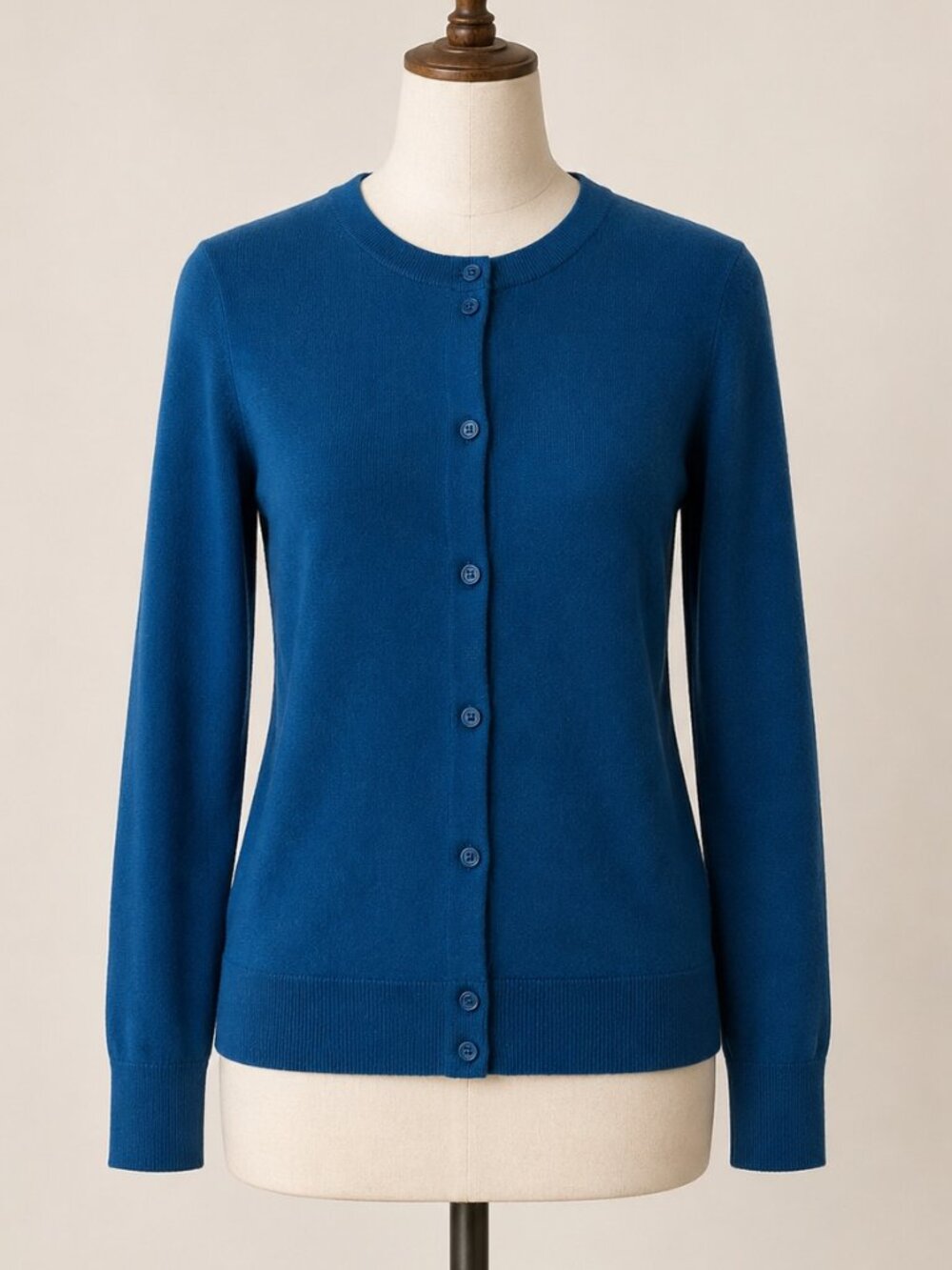 J.Crew Caryn Cardigan Teal Blue 100% Cotton Crewneck Sweater Size S - Picture 2 of 5